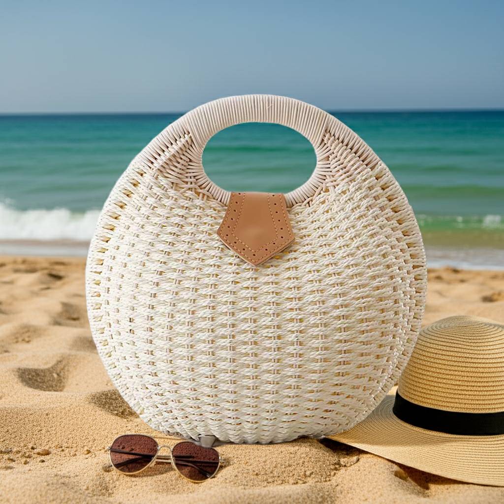 Rattan Shell Designer Shoulder Tote