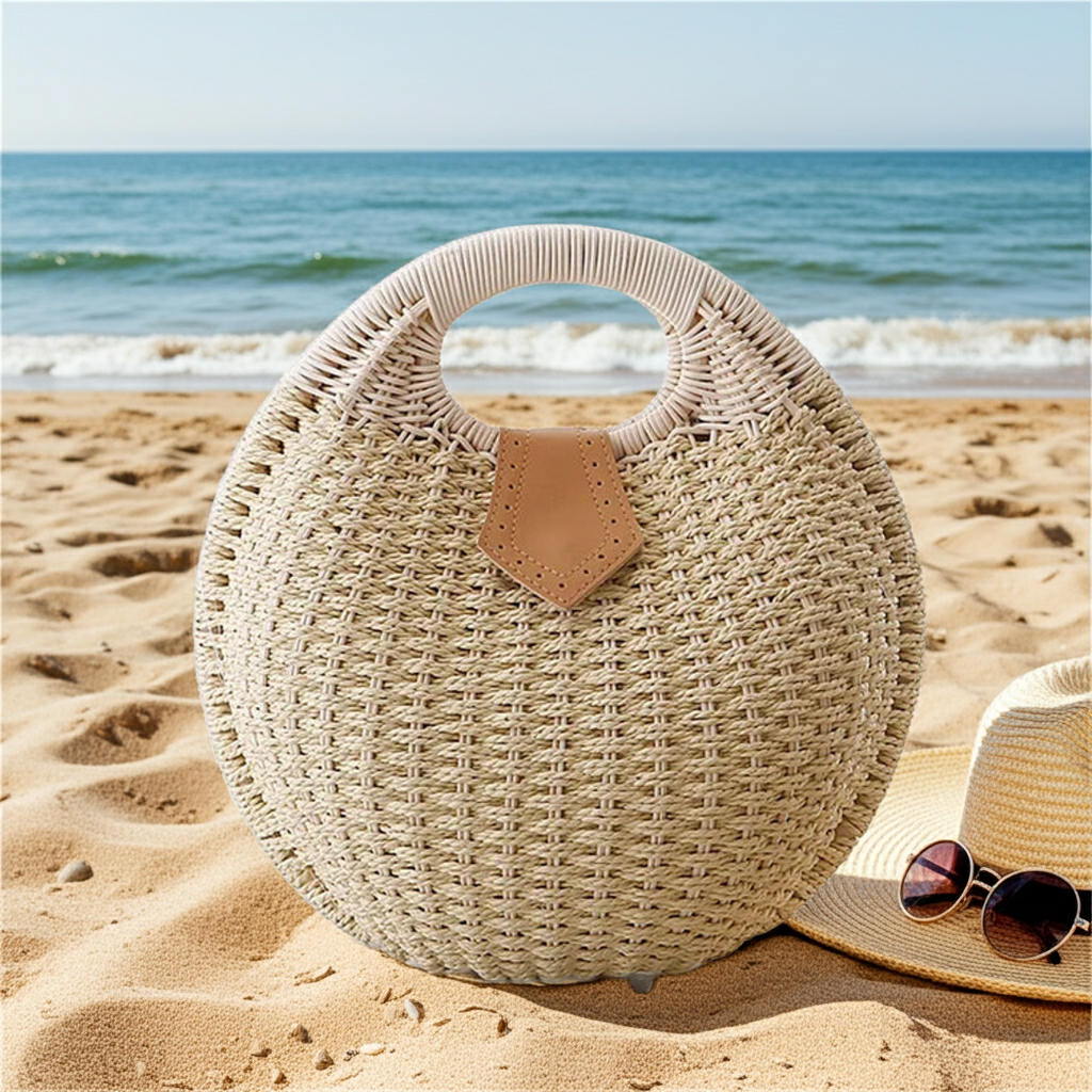 Rattan Shell Designer Shoulder Tote