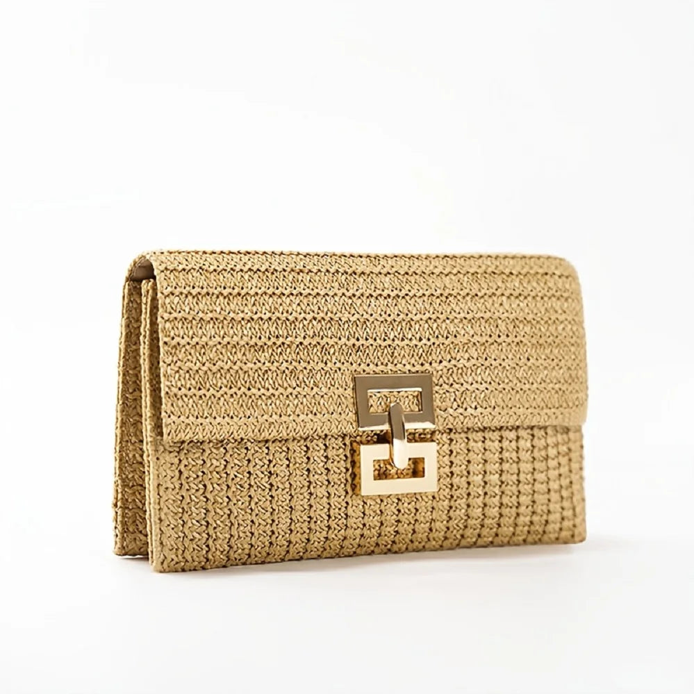 Boho Grass Woven Summer Wallet Bag