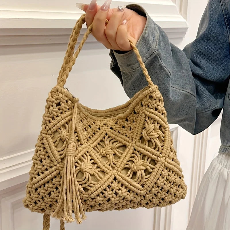 Boho Cotton Tassel Shoulder Bag