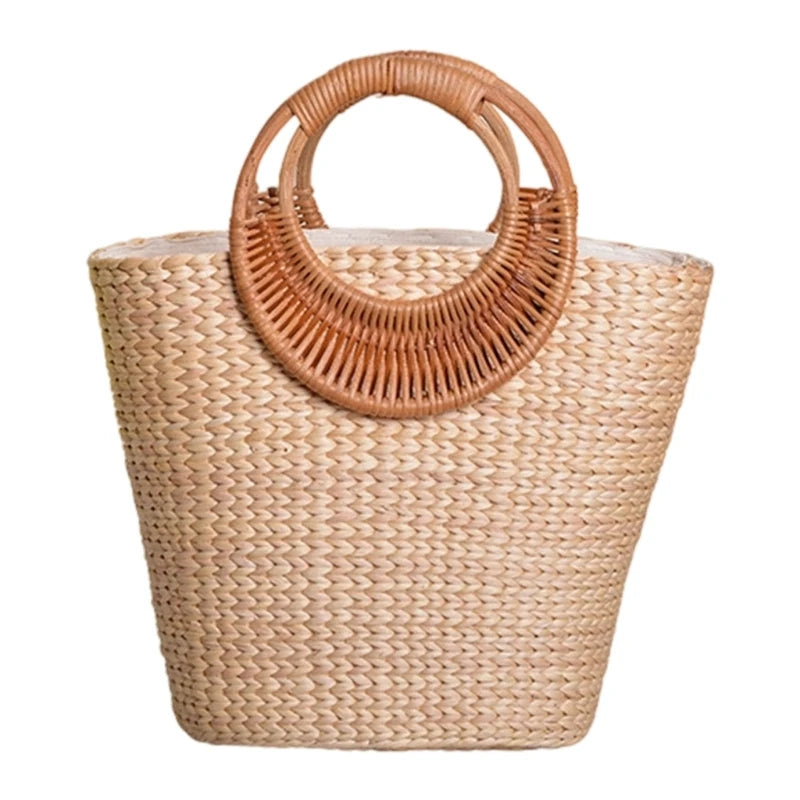 Elegant Handwoven Straw Top Handle Bag