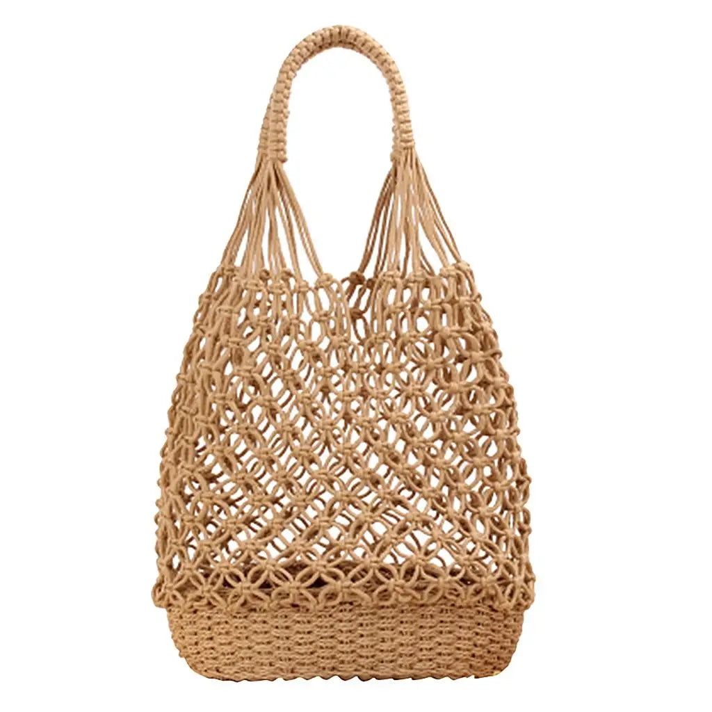Handmade Straw Crochet Bucket Bag