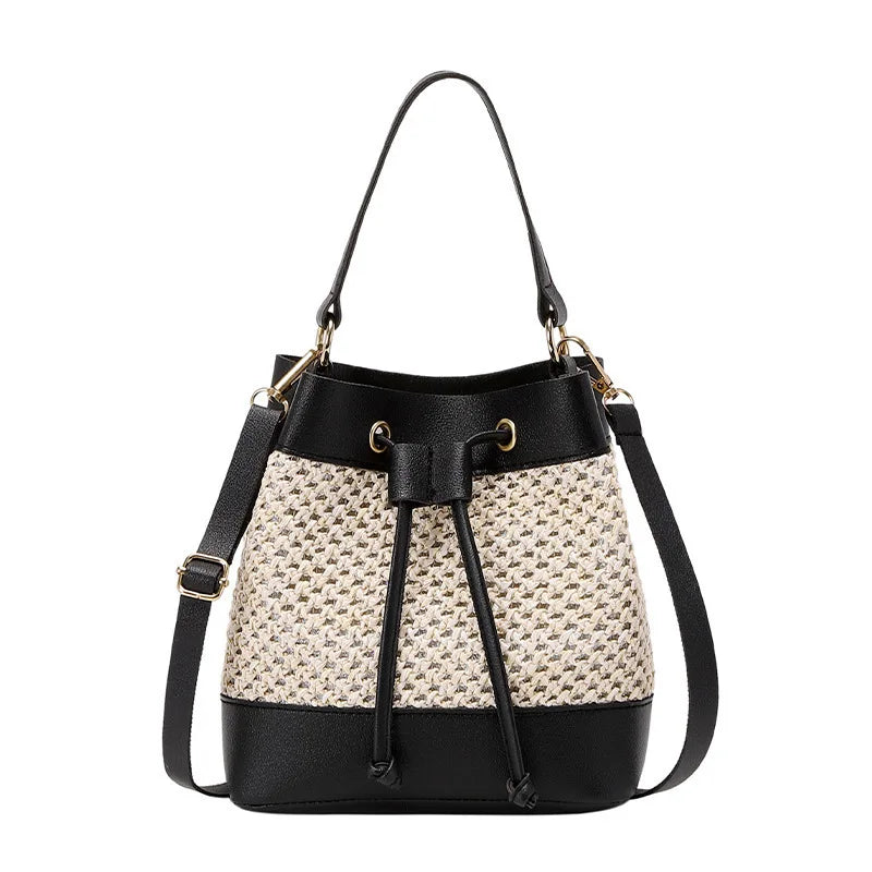 Skeleton Straw Bucket Crossbody