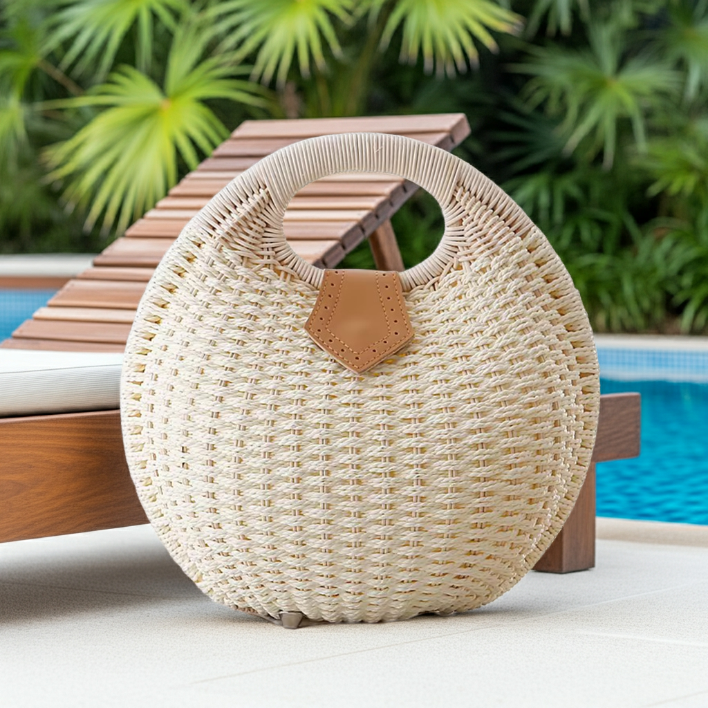 Rattan Shell Designer Shoulder Tote