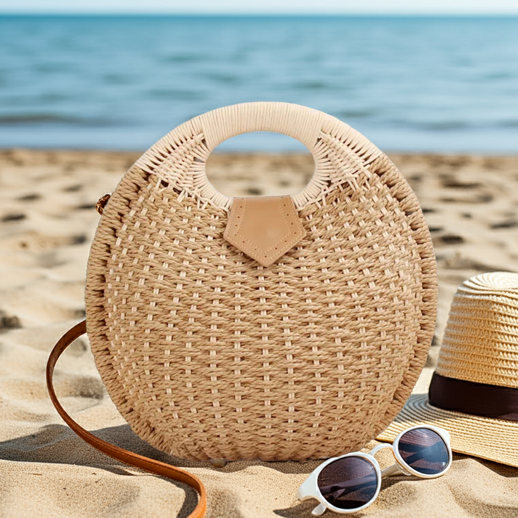 Rattan Shell Designer Shoulder Tote