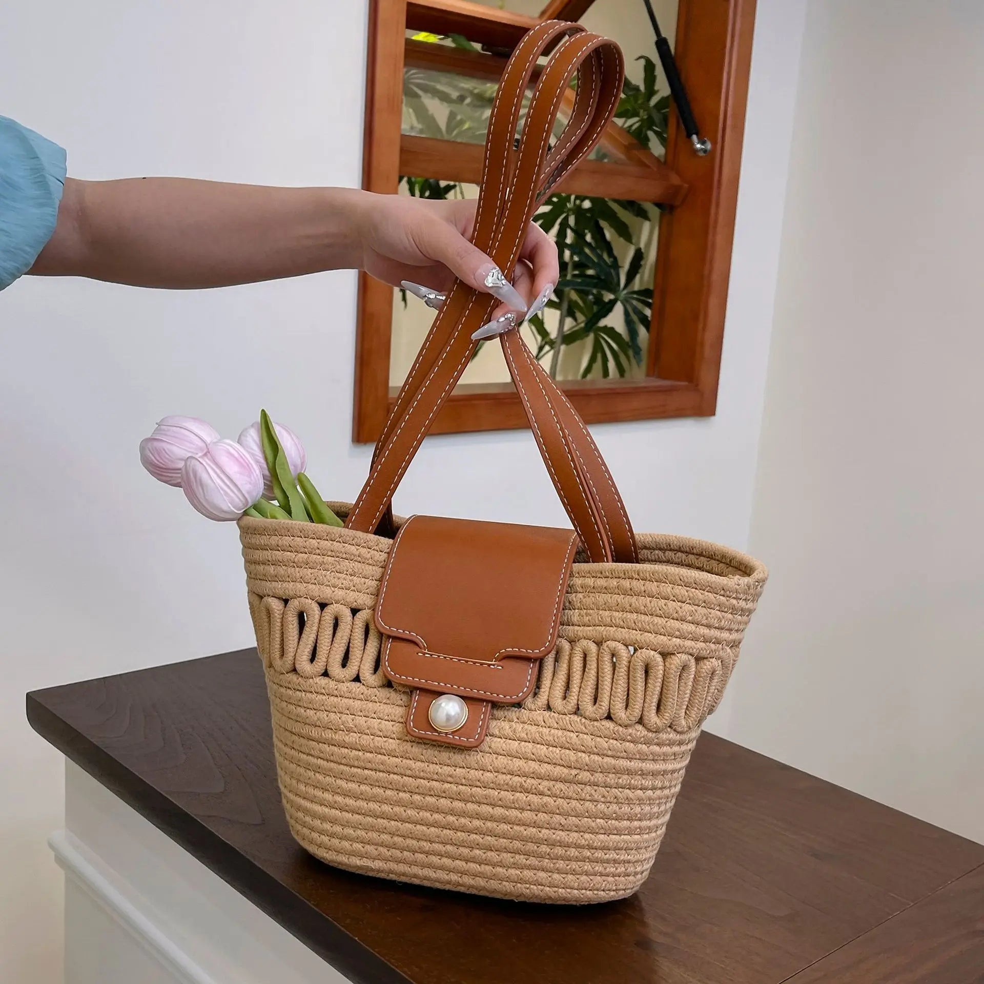 Spring-Summer Woven Elegance Tote