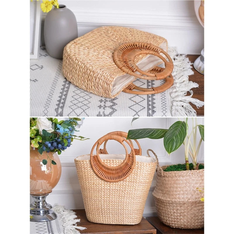 Elegant Handwoven Straw Top Handle Bag