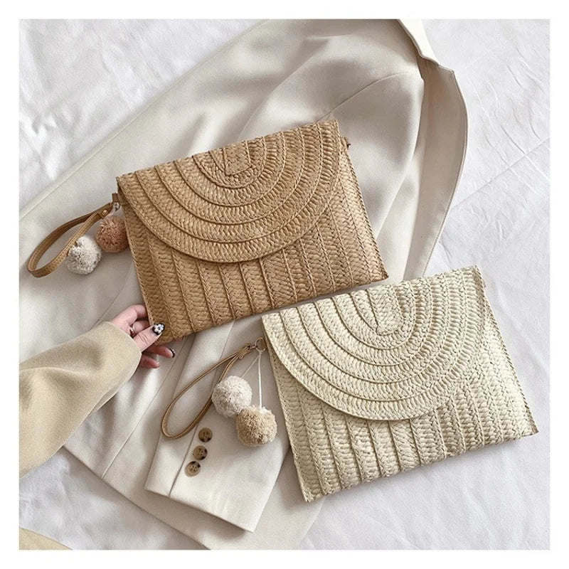 Boho Straw Envelope Crossbody