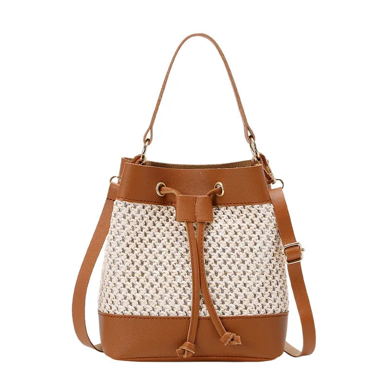 Skeleton Straw Bucket Crossbody