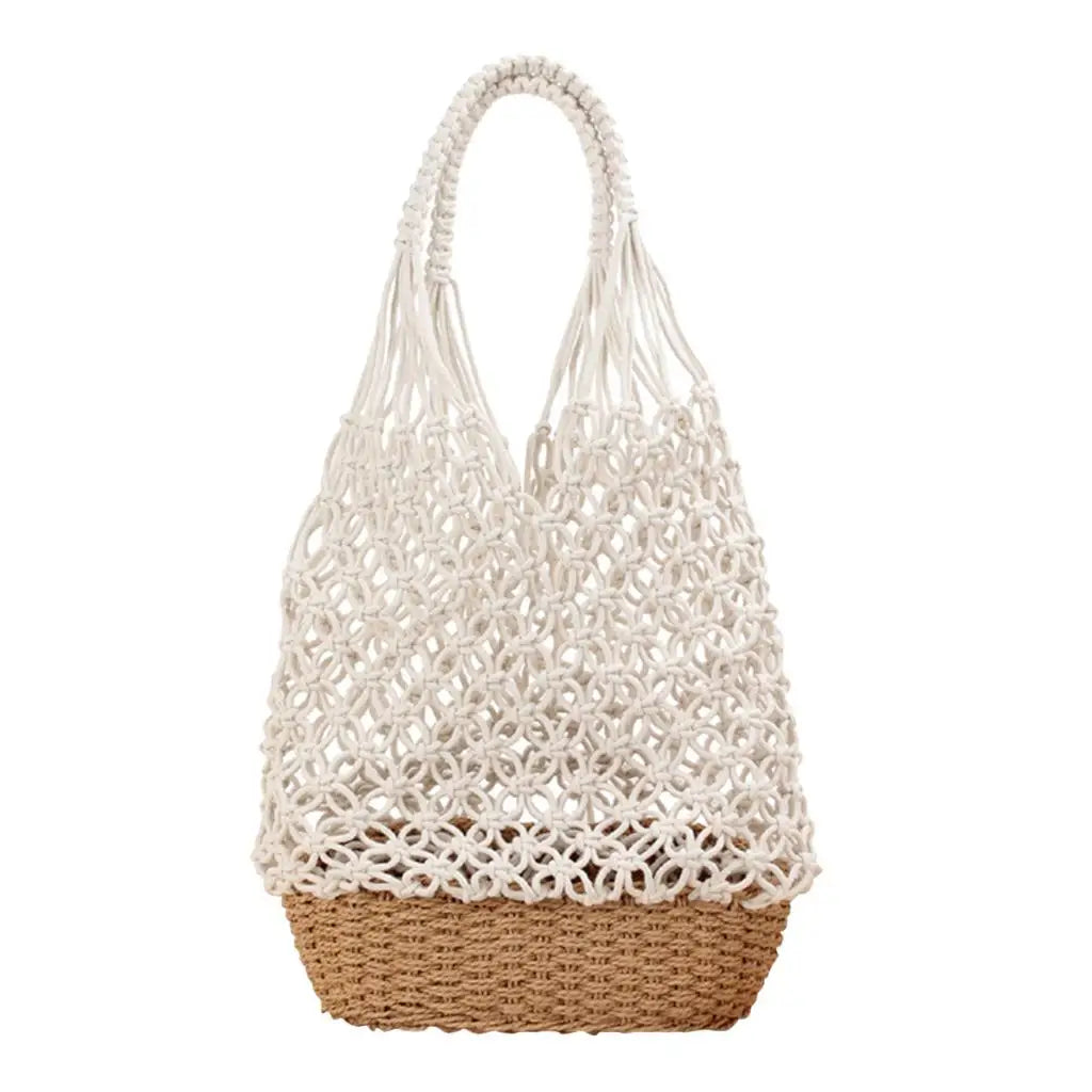 Handmade Straw Crochet Bucket Bag