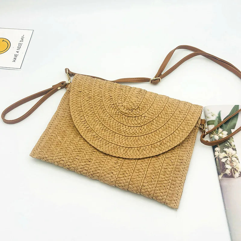 Boho Straw Envelope Crossbody