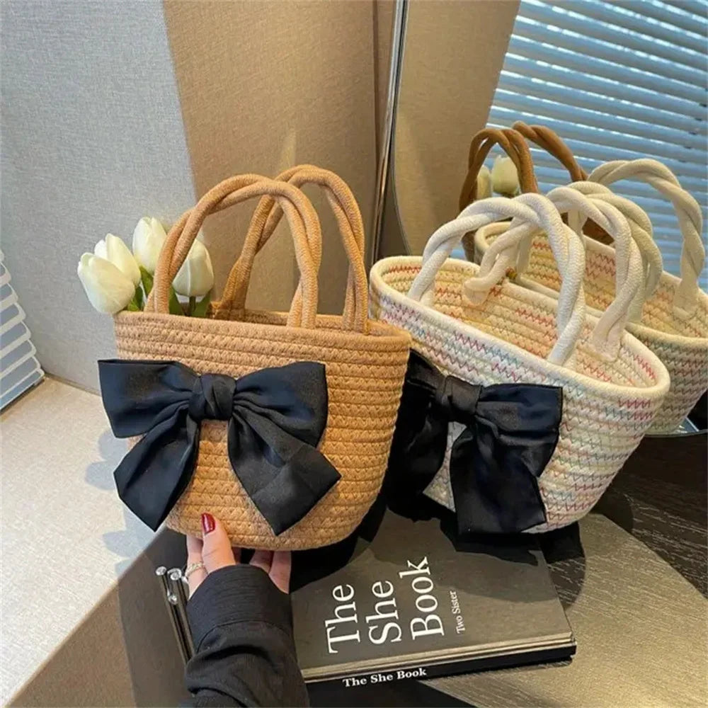 Handwoven Cotton Bow Tote