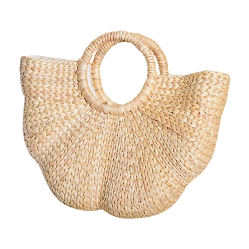 Elegant Handwoven Straw Top Handle Bag