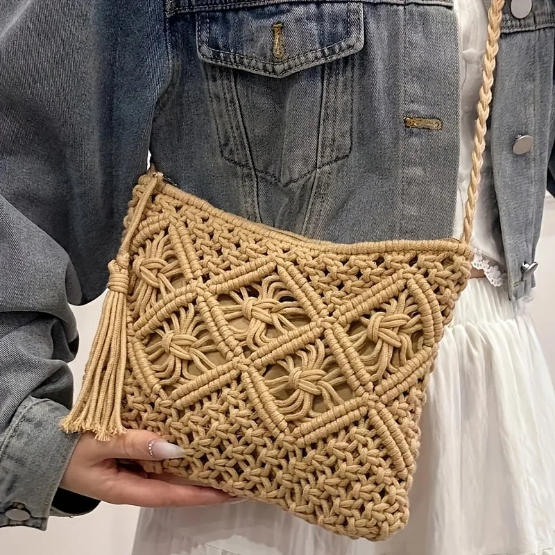 Boho Cotton Tassel Shoulder Bag