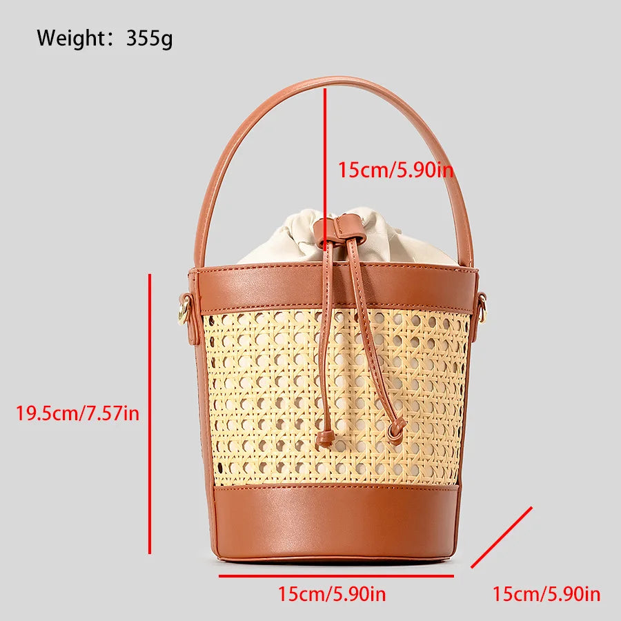 Valencia Rattan Bucket Bag