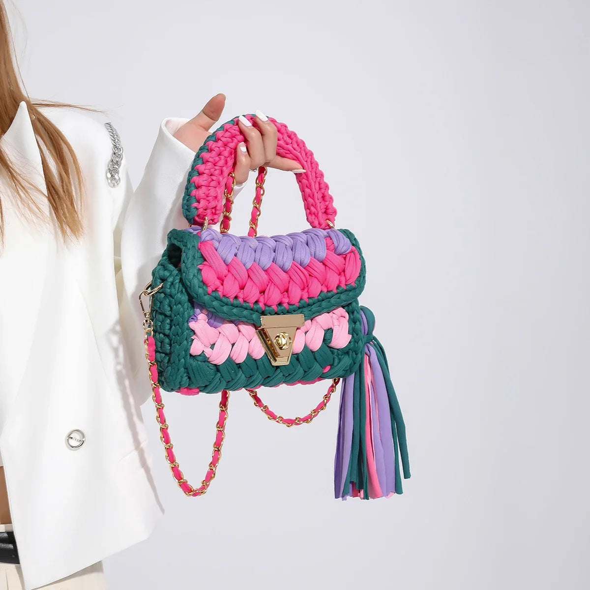 Chunky Knit Crochet Shoulder Bag