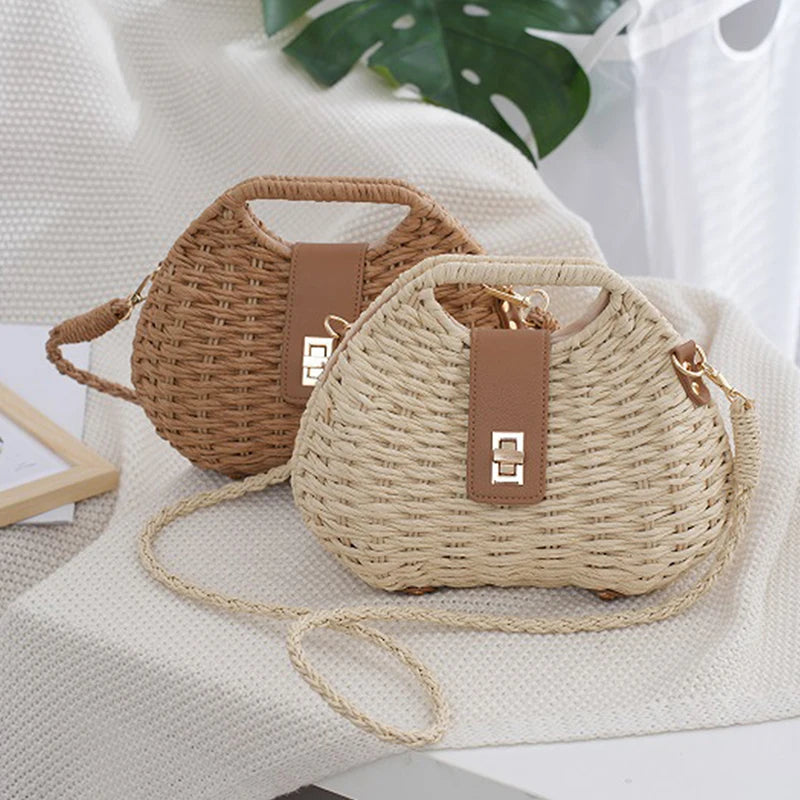 Luxury Straw Shoulder Crossbody Bag