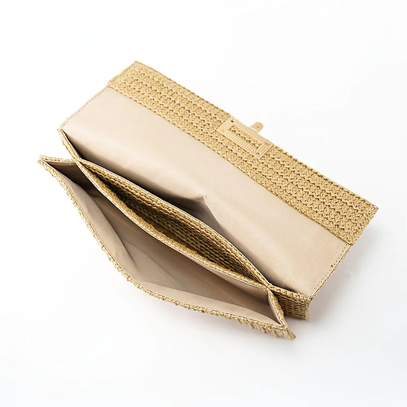 Boho Grass Woven Summer Wallet Bag